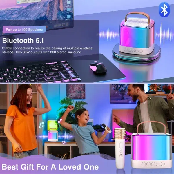 Portable Bluetooth Karoke Audio Speaker With Two Wireless Mini Microphones - Image 6